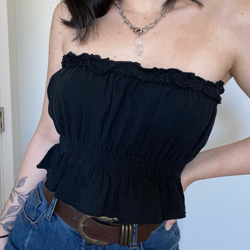 Black Strapless Top